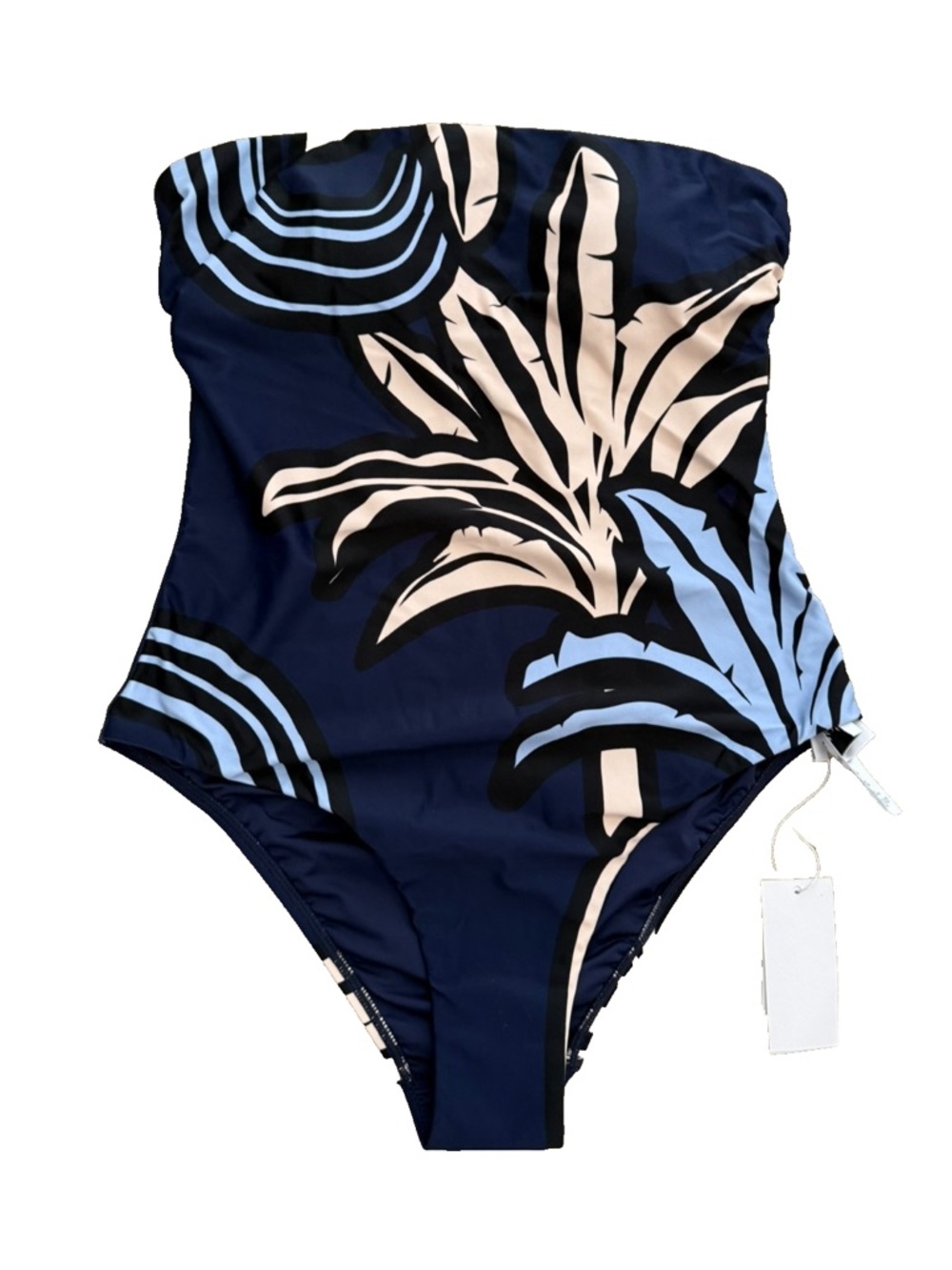 Milly | NWT $365 Palm Tree Providence Strapless One Piece Swimsuit